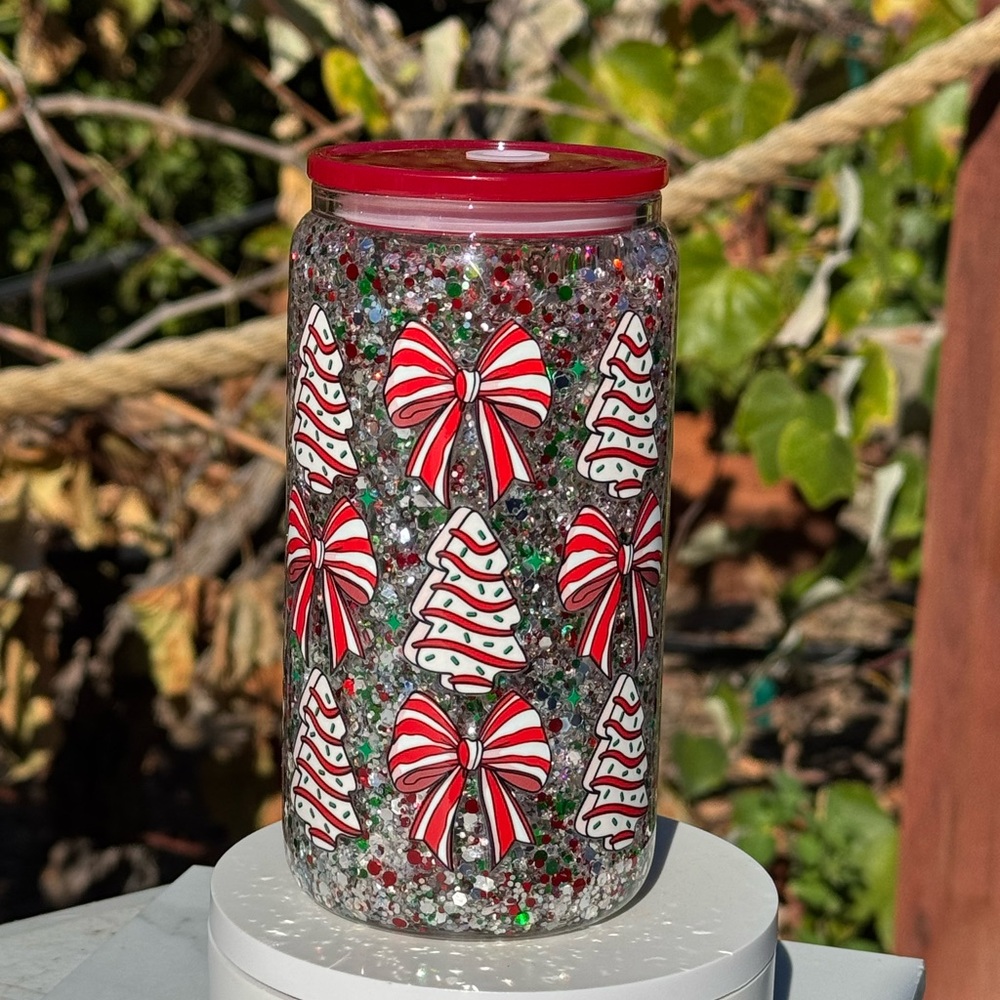 Little Debbie Christmas tree  snacks coquette snow globe tumbler 16oz